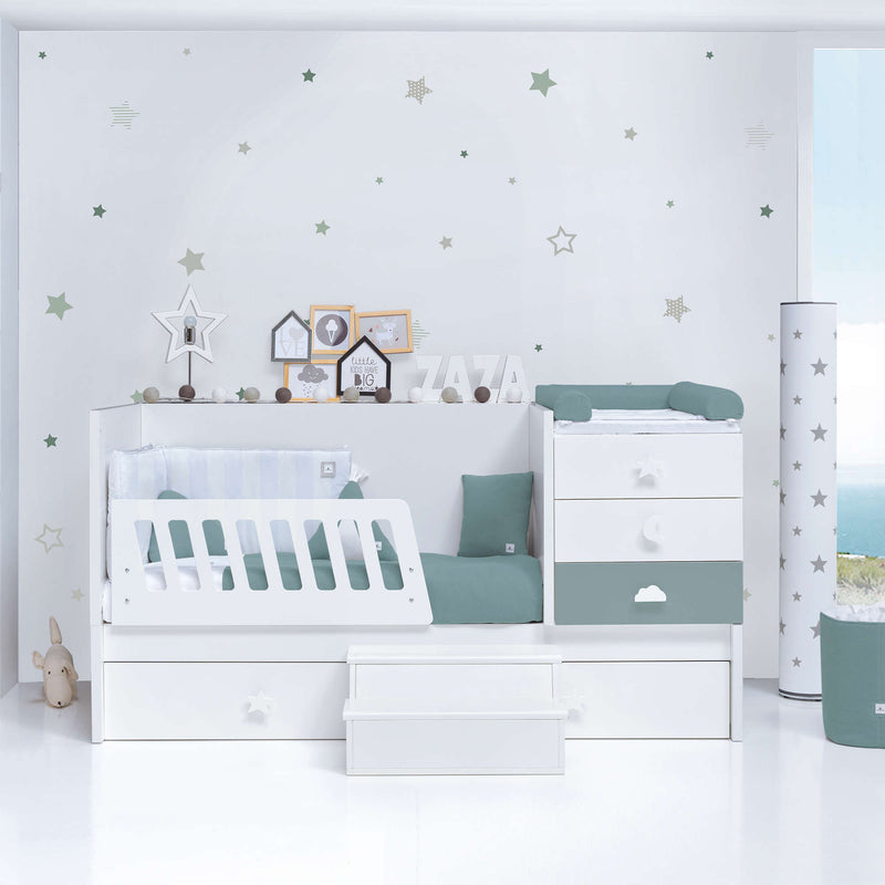 Cuna convertible 70x140 cm blanca/eucalipto · Sero Bubble Eucalyptus K554-M7757