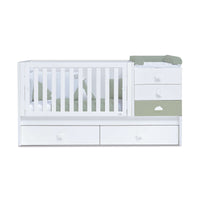 Cuna convertible 70x140 cm blanca/verde-oliva · Sero Bubble Erba K554-M7756