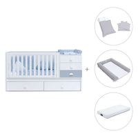 Cuna convertible 70x140 cm en blanco/azul · Sero Bubble K554-M7741