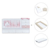 Cuna convertible 70x140 cm en blanco/rosa · Sero Bubble K554-M7742