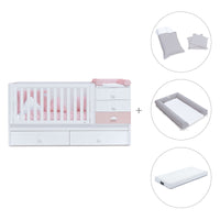 Cuna convertible 70x140 cm en blanco/rosa · Sero Bubble K554-M7742