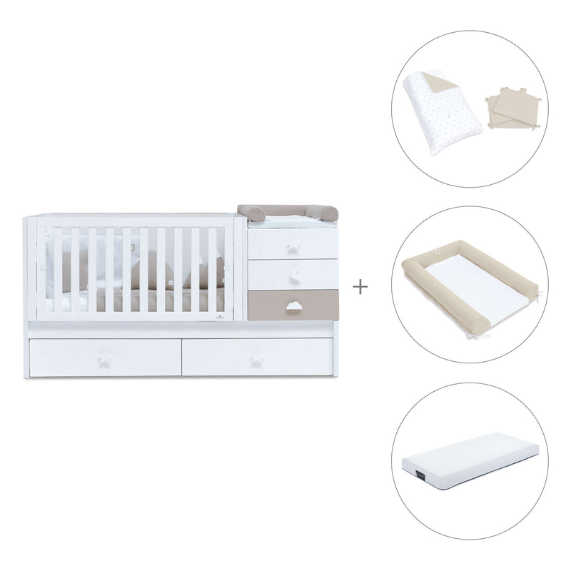 Cuna convertible 70x140 cm en blanco/beige · Sero Bubble K554-M7753