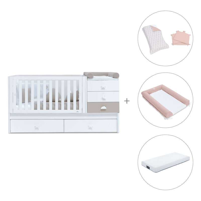 Cuna convertible 70x140 cm en blanco/beige · Sero Bubble K554-M7753