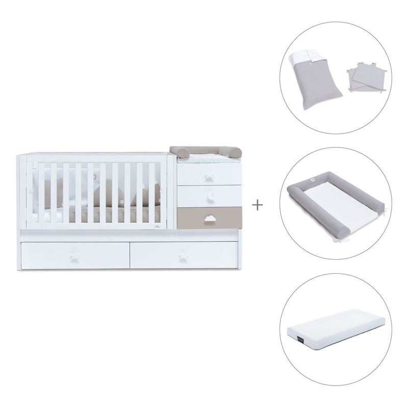 Cuna convertible 70x140 cm en blanco/beige · Sero Bubble K554-M7753