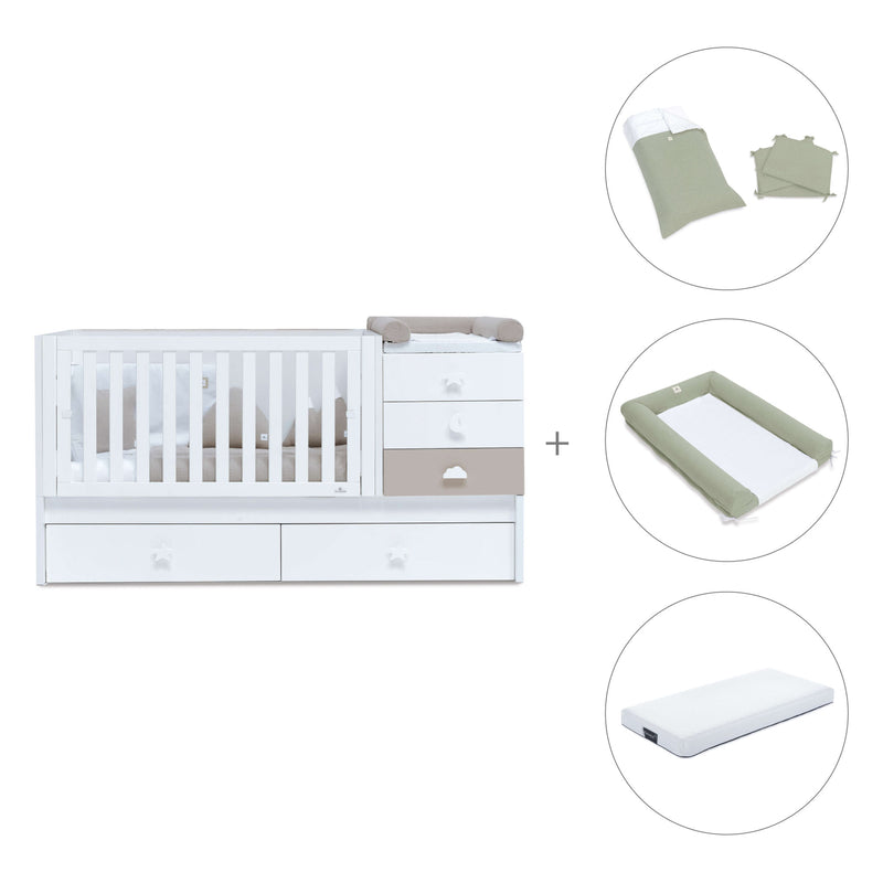 Cuna convertible 70x140 cm en blanco/beige · Sero Bubble K554-M7753
