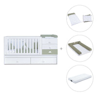 Cuna convertible 70x140 cm blanca/verde-oliva · Sero Bubble Erba K554-M7756
