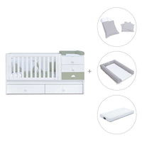 Cuna convertible 70x140 cm blanca/verde-oliva · Sero Bubble Erba K554-M7756