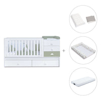 Cuna convertible 70x140 cm blanca/verde-oliva · Sero Bubble Erba K554-M7756