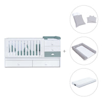 Cuna convertible 70x140 cm blanca/eucalipto · Sero Bubble Eucalyptus K554-M7757