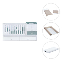 Cuna convertible 70x140 cm blanca/eucalipto · Sero Bubble Eucalyptus K554-M7757