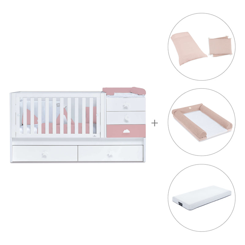 Cuna convertible 70x140 cm blanca/rosa · Sero Bubble Quarzo K554-M7759