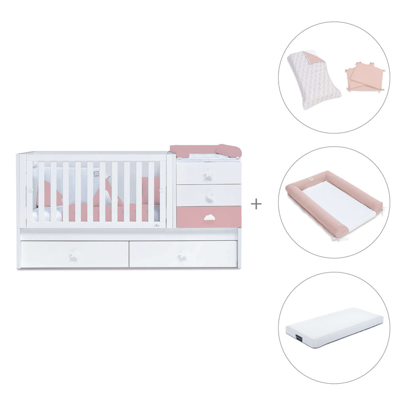 Cuna convertible 70x140 cm blanca/rosa · Sero Bubble Quarzo K554-M7759