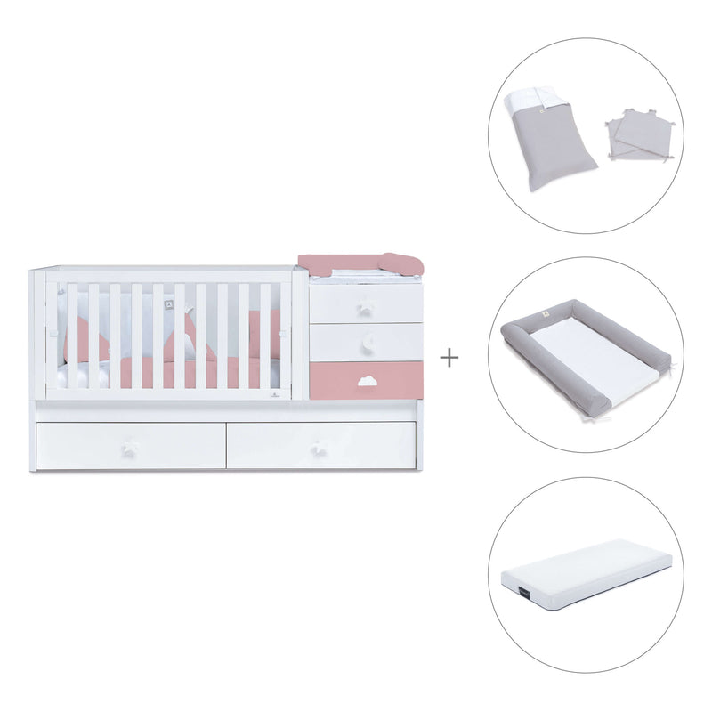 Cuna convertible 70x140 cm blanca/rosa · Sero Bubble Quarzo K554-M7759