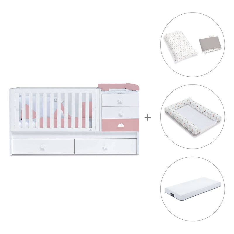 Cuna convertible 70x140 cm blanca/rosa · Sero Bubble Quarzo K554-M7759