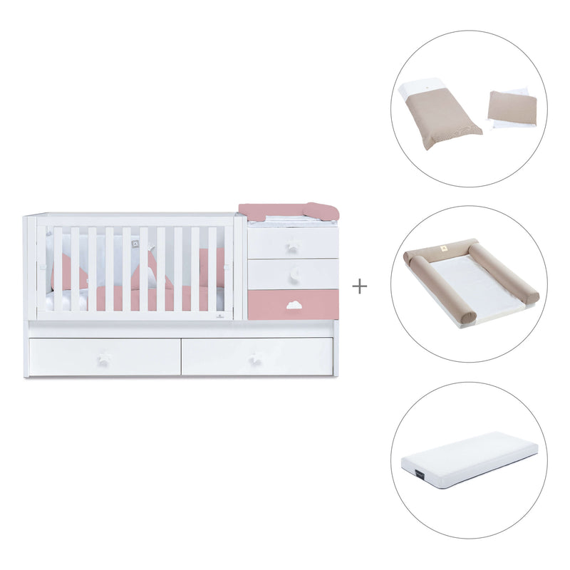 Cuna convertible 70x140 cm blanca/rosa · Sero Bubble Quarzo K554-M7759