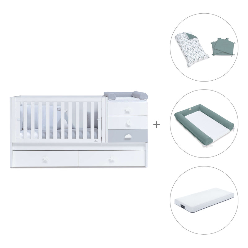 Cuna convertible 70x140 cm en blanco/gris · Sero Bubble K554-M7778