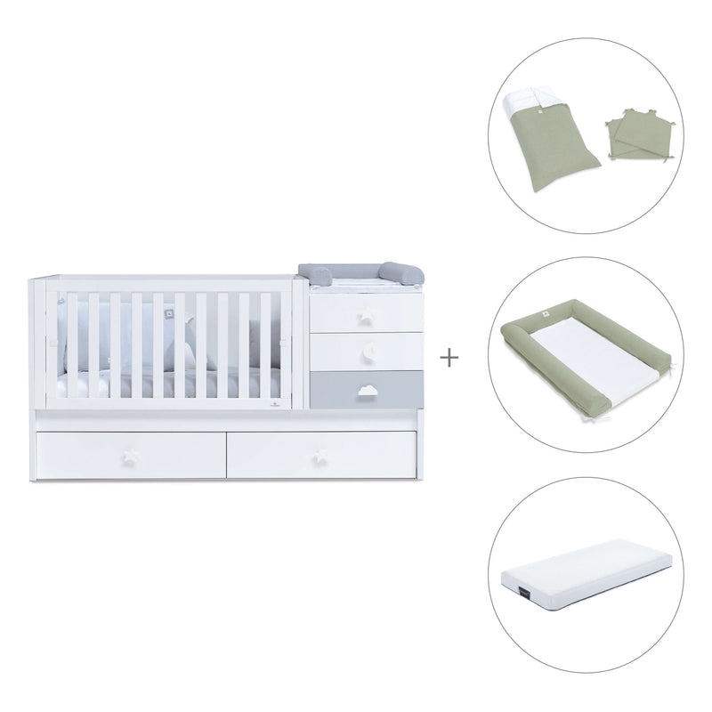 Cuna convertible 70x140 cm en blanco/gris · Sero Bubble K554-M7778