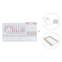 Cuna convertible 70x140 cm en blanco/rosa · Sero Bubble K554-M7742