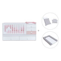 Cuna convertible 70x140 cm en blanco/rosa · Sero Bubble K554-M7742