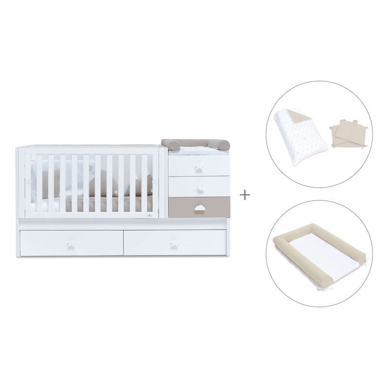 Cuna convertible 70x140 cm en blanco/beige · Sero Bubble K554-M7753