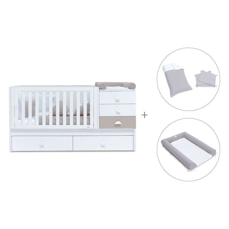 Cuna convertible 70x140 cm en blanco/beige · Sero Bubble K554-M7753