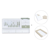 Cuna convertible 70x140 cm blanca/verde-oliva · Sero Bubble Erba K554-M7756