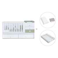 Cuna convertible 70x140 cm blanca/verde-oliva · Sero Bubble Erba K554-M7756