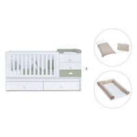 Cuna convertible 70x140 cm blanca/verde-oliva · Sero Bubble Erba K554-M7756