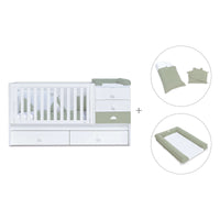 Cuna convertible 70x140 cm blanca/verde-oliva · Sero Bubble Erba K554-M7756