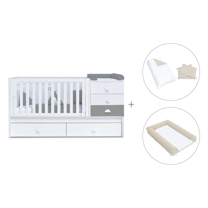 Cuna convertible 70x140 cm blanca/antracita · Sero Bubble Antracita K554-M7758