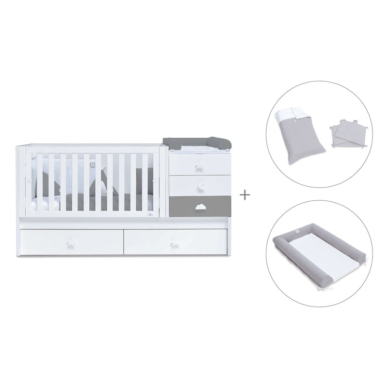Cuna convertible 70x140 cm blanca/antracita · Sero Bubble Antracita K554-M7758