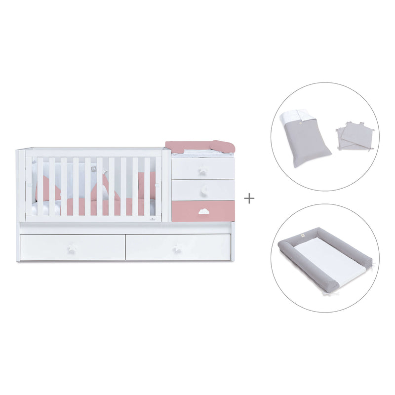 Cuna convertible 70x140 cm blanca/rosa · Sero Bubble Quarzo K554-M7759