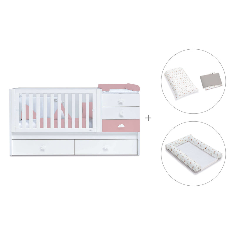 Cuna convertible 70x140 cm blanca/rosa · Sero Bubble Quarzo K554-M7759