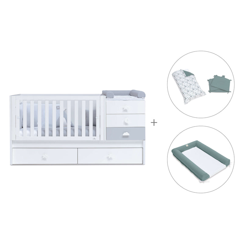 Cuna convertible 70x140 cm en blanco/gris · Sero Bubble K554-M7778