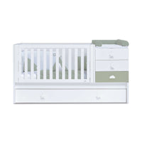 Cuna convertible 70x140 cm blanca/verde-oliva · Sero Bubble Erba K554-M7756