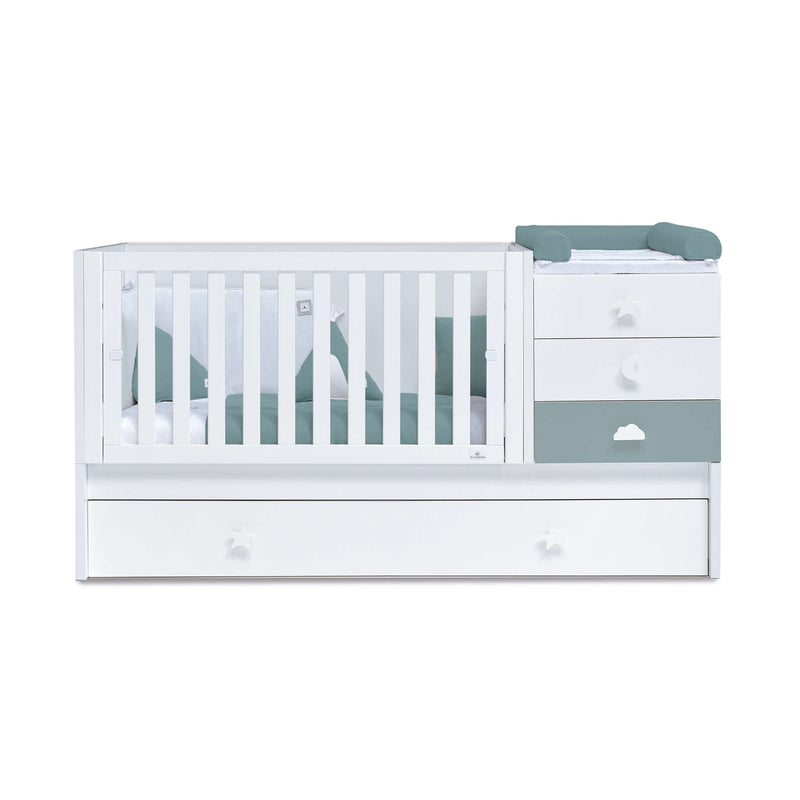 Cuna convertible 70x140 cm blanca/eucalipto · Sero Bubble Eucalyptus K554-M7757