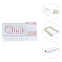Cuna convertible 70x140 cm en blanco/rosa · Sero Bubble K554-M7742