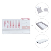 Cuna convertible 70x140 cm en blanco/rosa · Sero Bubble K554-M7742