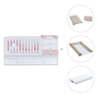 Cuna convertible 70x140 cm en blanco/rosa · Sero Bubble K554-M7742