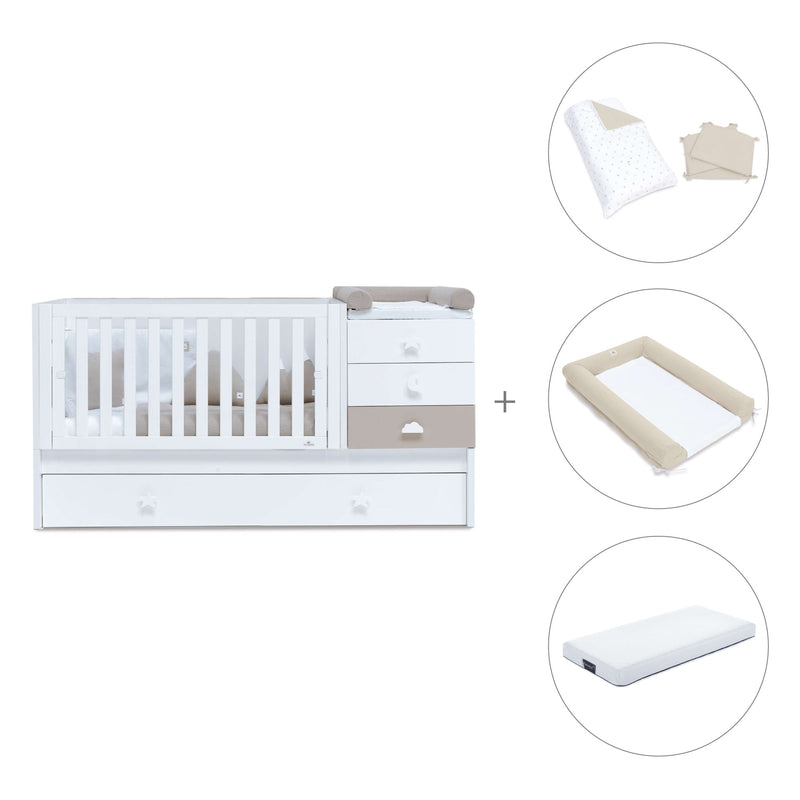 Cuna convertible 70x140 cm en blanco/beige · Sero Bubble K554-M7753