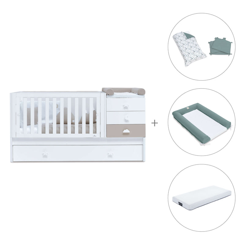 Cuna convertible 70x140 cm en blanco/beige · Sero Bubble K554-M7753