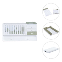 Cuna convertible 70x140 cm blanca/verde-oliva · Sero Bubble Erba K554-M7756