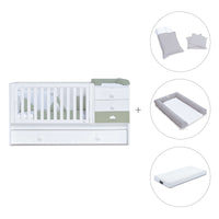 Cuna convertible 70x140 cm blanca/verde-oliva · Sero Bubble Erba K554-M7756