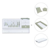 Cuna convertible 70x140 cm blanca/verde-oliva · Sero Bubble Erba K554-M7756