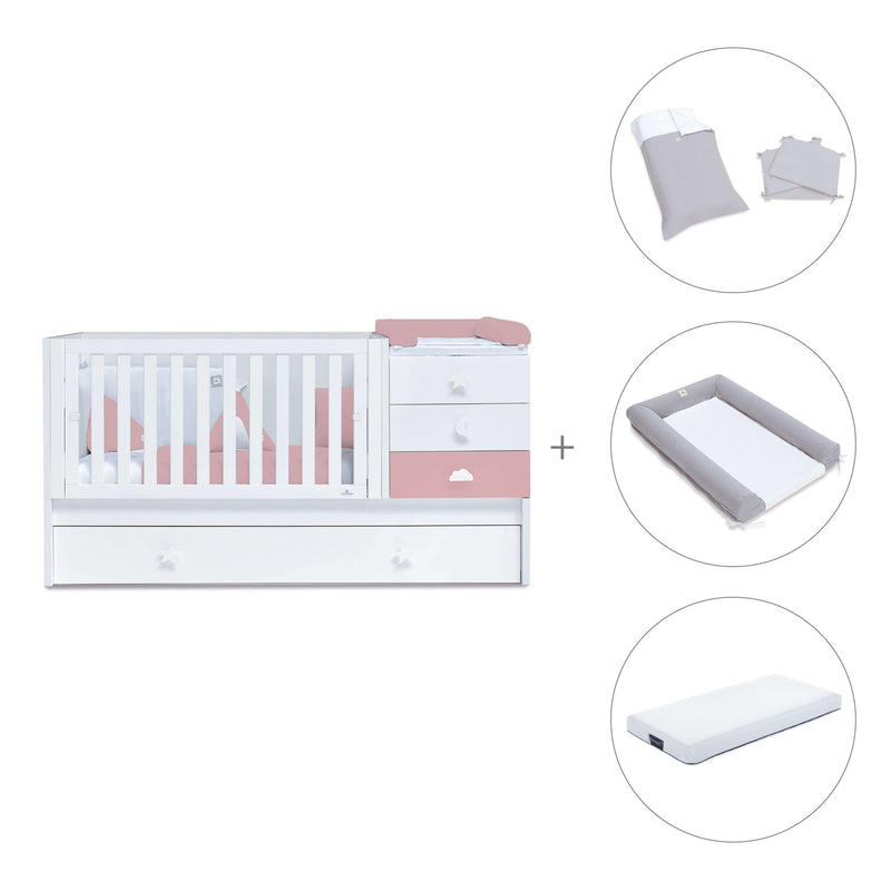 Cuna convertible 70x140 cm blanca/rosa · Sero Bubble Quarzo K554-M7759
