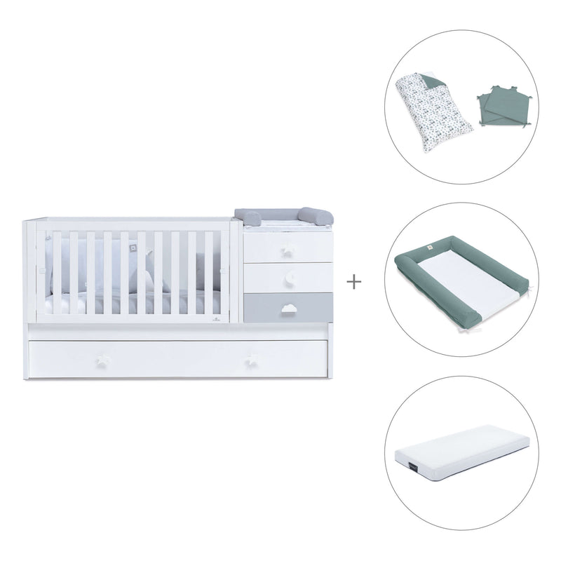 Cuna convertible 70x140 cm en blanco/gris · Sero Bubble K554-M7778