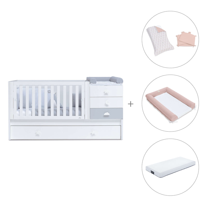 Cuna convertible 70x140 cm en blanco/gris · Sero Bubble K554-M7778