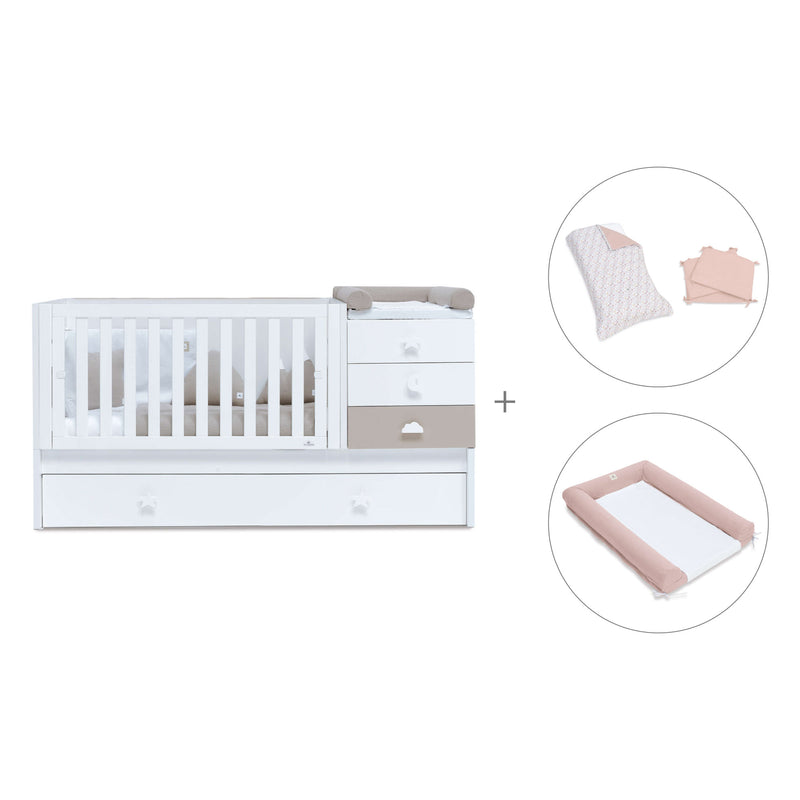 Cuna convertible 70x140 cm en blanco/beige · Sero Bubble K554-M7753