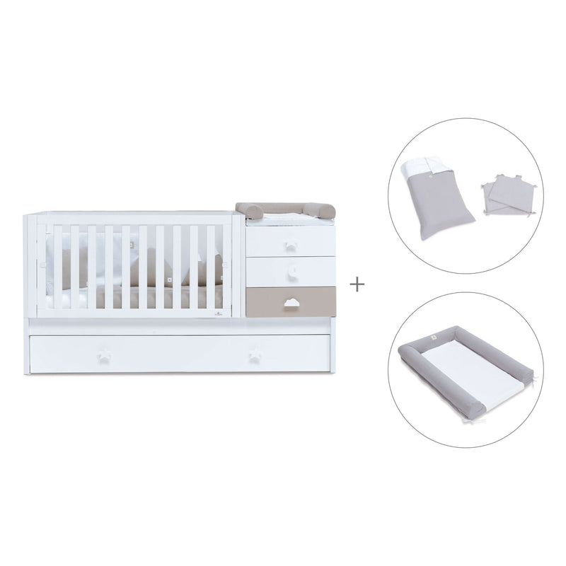 Cuna convertible 70x140 cm en blanco/beige · Sero Bubble K554-M7753