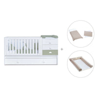 Cuna convertible 70x140 cm blanca/verde-oliva · Sero Bubble Erba K554-M7756